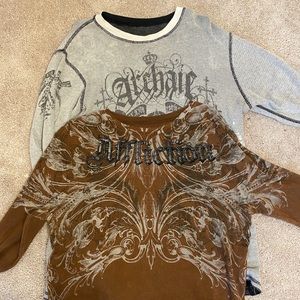 Two long sleeve Affliction shirts